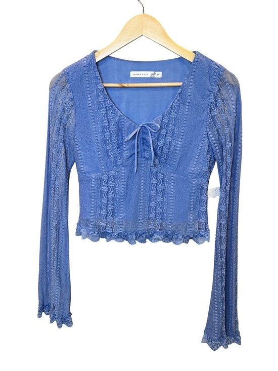 Altar'd State Tops - Altar'd State NWT Crocheted Lace Women’s XS Crop Periwinkle Blue Boho